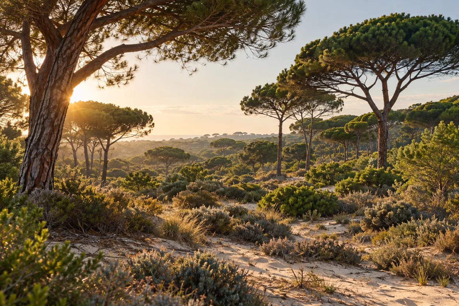 Pinhal e vegetação mediterrânica junto à costa